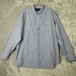 Ralph Lauren Shirt Mens 2XL Blake Blue Plaid Button Down Long Sleeve Dress Shirt